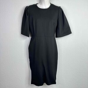 Rachel Parcell Dress S Black Puff Bell Sleeve Minimalist Preppy Polished Career
